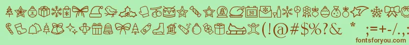 MerryChristmasGo Font – Brown Fonts on Green Background