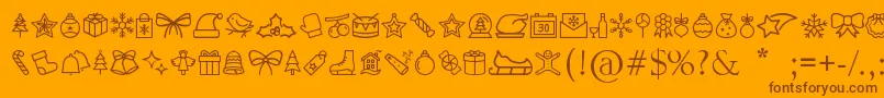 Lisätietoja MerryChristmasGo-fontista MerryChristmasGo-fontti – ruskeat fontit oranssilla taustalla