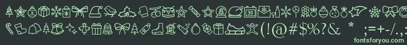 Czcionka MerryChristmasGo – zielone czcionki na czarnym tle