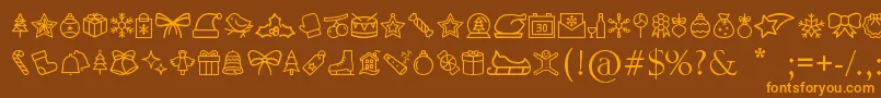 fuente MerryChristmasGo – Fuentes Naranjas Sobre Fondo Marrón