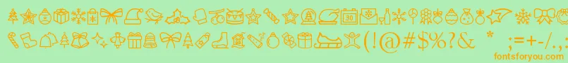 MerryChristmasGo-fontti – oranssit fontit vihreällä taustalla