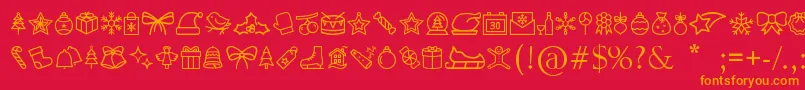 フォントMerryChristmasGo – 赤い背景にオレンジの文字