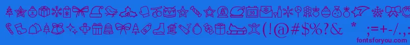 MerryChristmasGo-Schriftart – Violette Schriften auf blauem Hintergrund