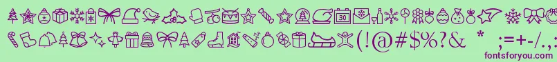 Шрифт MerryChristmasGo – фиолетовые шрифты на зелёном фоне