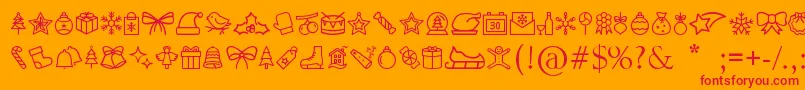Шрифт MerryChristmasGo – красные шрифты на оранжевом фоне
