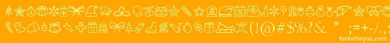 フォントMerryChristmasGo – オレンジの背景に黄色の文字