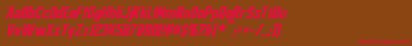 フォントBayformanceItalic – 赤い文字が茶色の背景にあります。