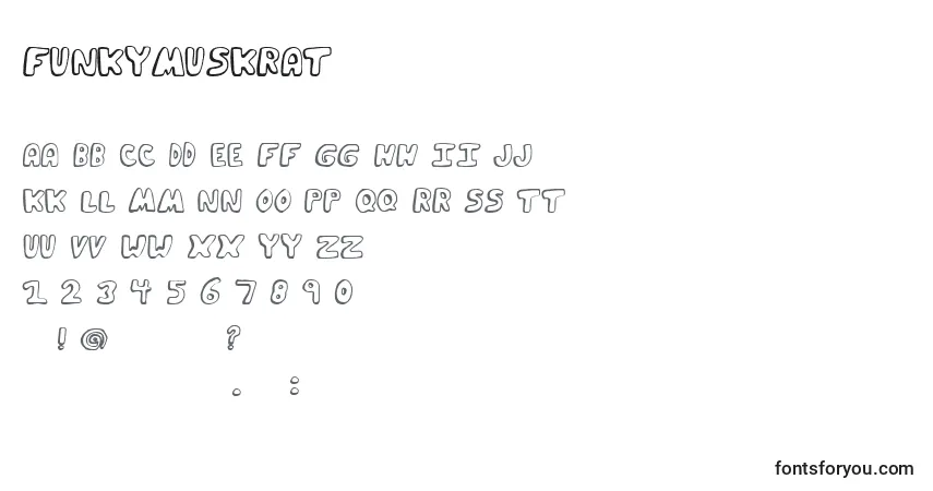 Czcionka Funkymuskrat – alfabet, cyfry, specjalne znaki