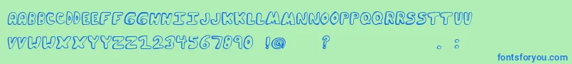 Funkymuskrat-Schriftart – Blaue Schriften auf grünem Hintergrund