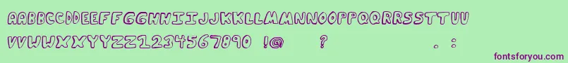 Funkymuskrat-Schriftart – Violette Schriften auf grünem Hintergrund