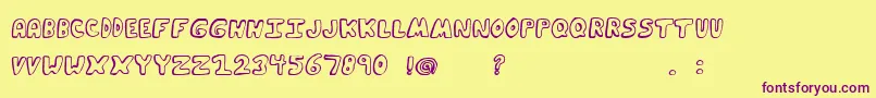 Funkymuskrat-Schriftart – Violette Schriften auf gelbem Hintergrund