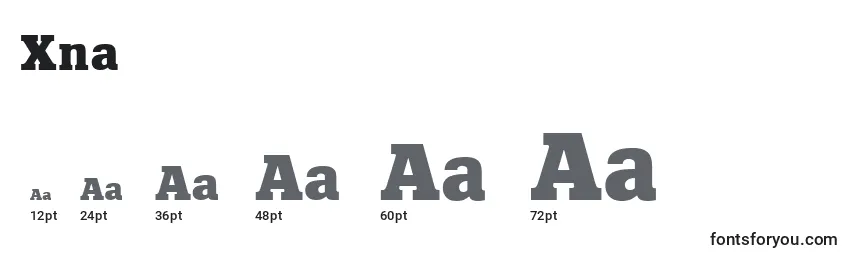 Größen der Schriftart Xna