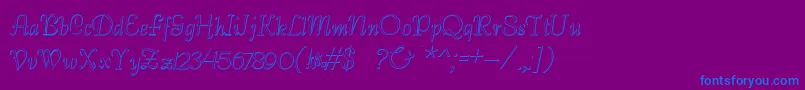 フォントBernardoBeveled – 紫色の背景に青い文字