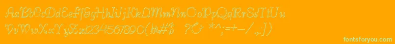 BernardoBeveled-Schriftart – Grüne Schriften auf orangefarbenem Hintergrund