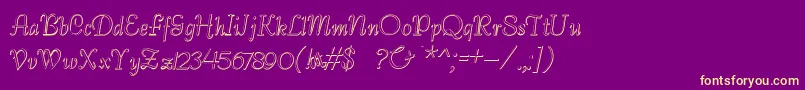 Fonte BernardoBeveled – fontes amarelas em um fundo roxo