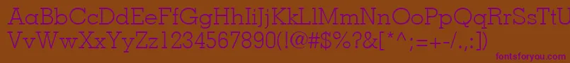 Czcionka MemphisLtLight – fioletowe czcionki na brązowym tle