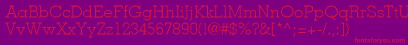 MemphisLtLight-fontti – punaiset fontit violetilla taustalla