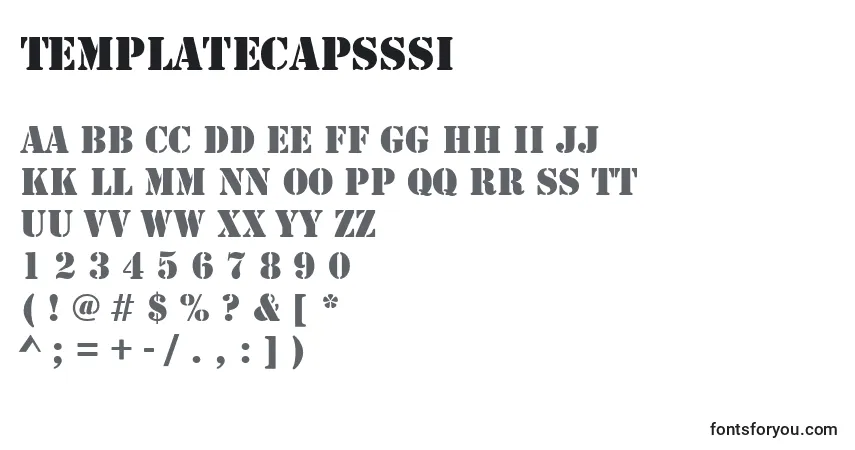 A fonte TemplateCapsSsi – alfabeto, números, caracteres especiais