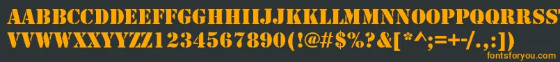 フォントTemplateCapsSsi – 黒い背景にオレンジの文字