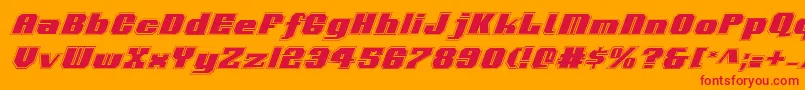 Voortrekkerpi-Schriftart – Rote Schriften auf orangefarbenem Hintergrund