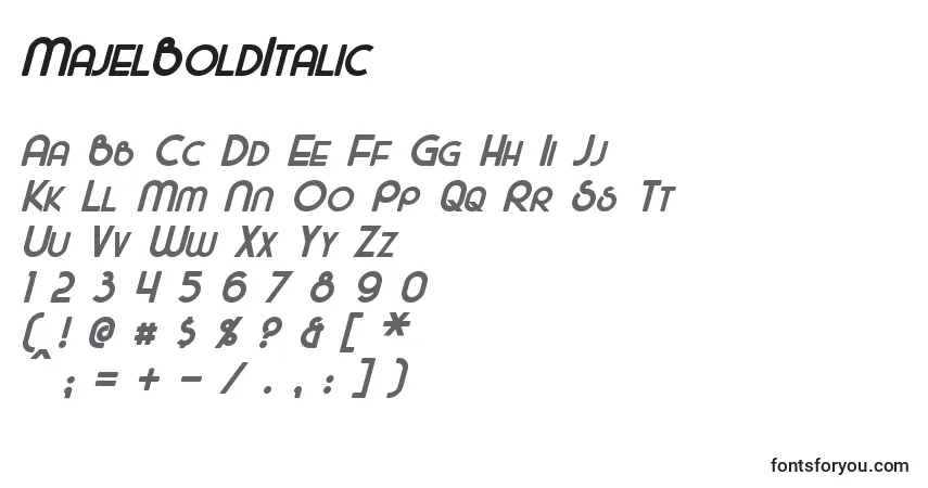 MajelBoldItalicフォント–アルファベット、数字、特殊文字