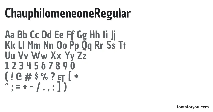 Czcionka ChauphilomeneoneRegular – alfabet, cyfry, specjalne znaki