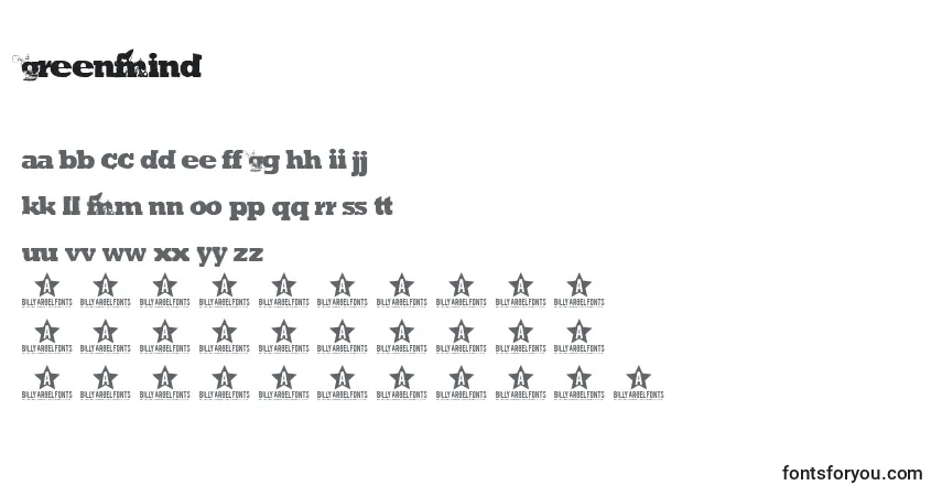 Czcionka GreenMind – alfabet, cyfry, specjalne znaki