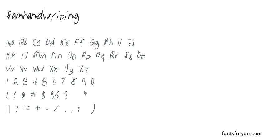 Czcionka Samhandwriting – alfabet, cyfry, specjalne znaki