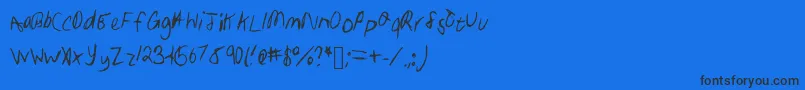 Czcionka Samhandwriting – czarne czcionki na niebieskim tle