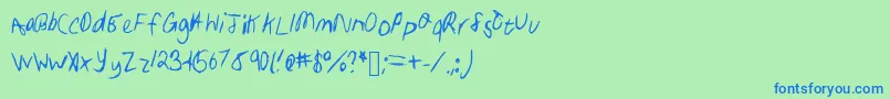 Samhandwriting Font – Blue Fonts on Green Background