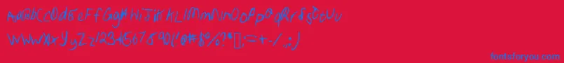 Samhandwriting Font – Blue Fonts on Red Background