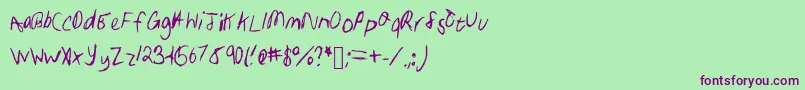 Samhandwriting Font – Purple Fonts on Green Background