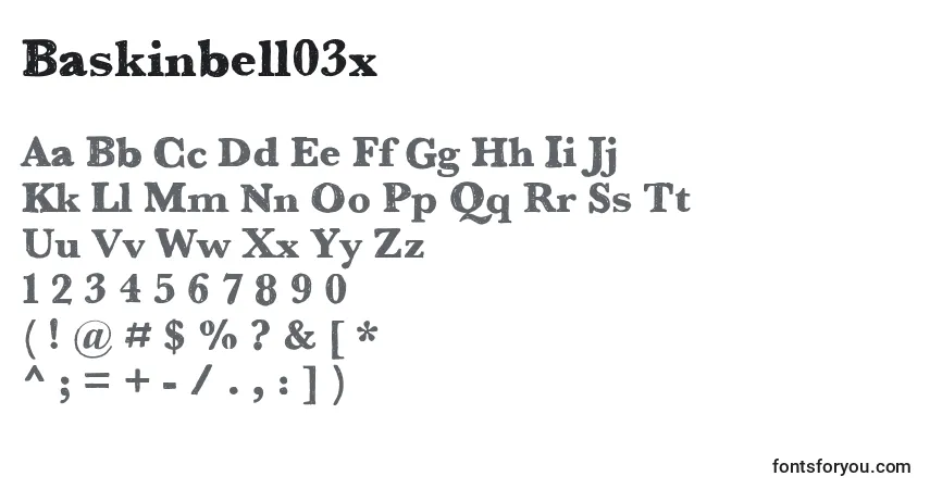 Schriftart Baskinbell03x – Alphabet, Zahlen, spezielle Symbole