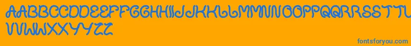 PlantOnLawn-Schriftart – Blaue Schriften auf orangefarbenem Hintergrund