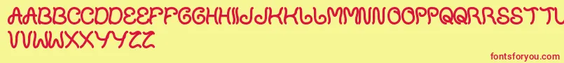 PlantOnLawn Font – Red Fonts on Yellow Background