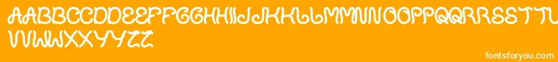 PlantOnLawn-Schriftart – Weiße Schriften auf orangefarbenem Hintergrund