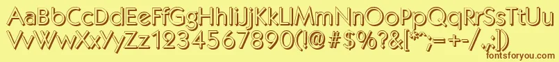 KoblenzshadowLightRegular-Schriftart – Braune Schriften auf gelbem Hintergrund
