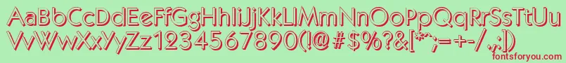 KoblenzshadowLightRegular-Schriftart – Rote Schriften auf grünem Hintergrund