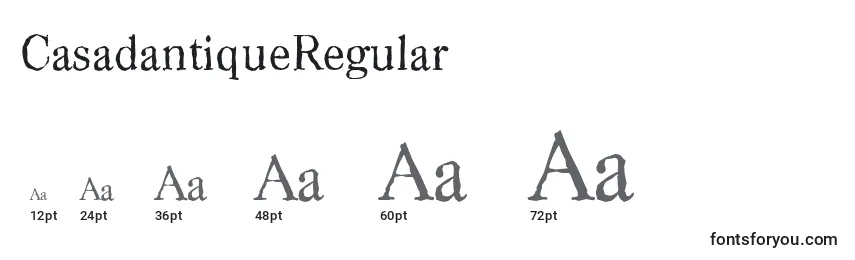 Размеры шрифта CasadantiqueRegular