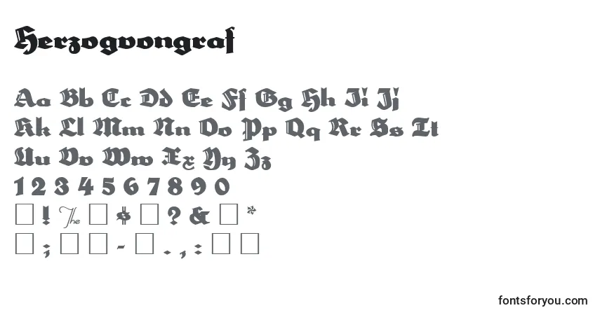 Шрифт Herzogvongraf – алфавит, цифры, специальные символы