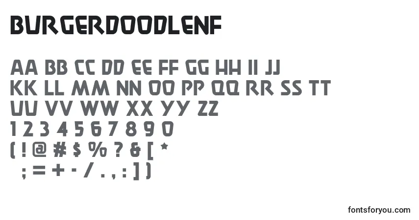 Шрифт Burgerdoodlenf – алфавит, цифры, специальные символы