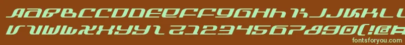 フォントInfinityFormulaExpitalic – 緑色の文字が茶色の背景にあります。