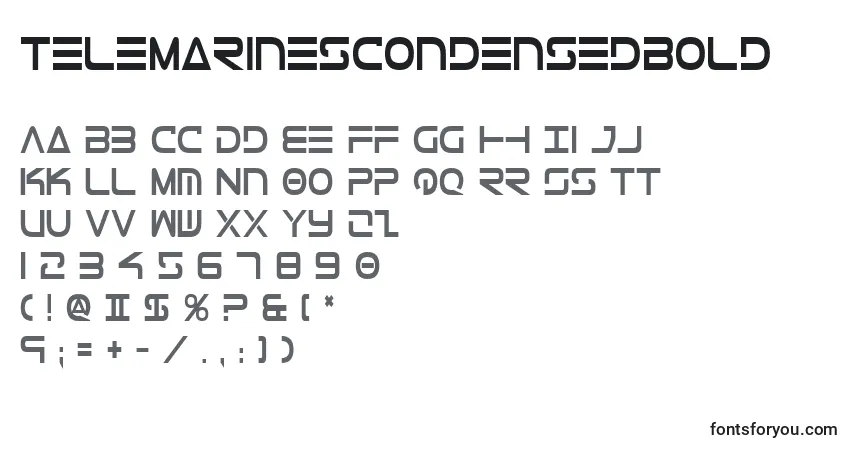 A fonte TeleMarinesCondensedBold – alfabeto, números, caracteres especiais