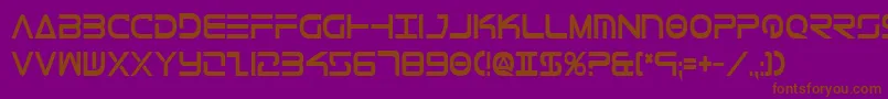 TeleMarinesCondensedBold-Schriftart – Braune Schriften auf violettem Hintergrund