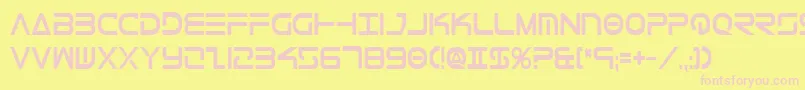 TeleMarinesCondensedBold-fontti – vaaleanpunaiset fontit keltaisella taustalla