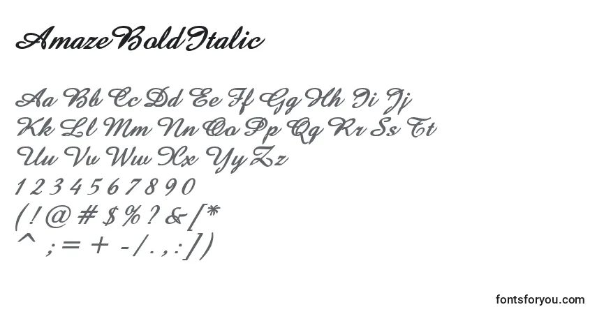 Schriftart AmazeBoldItalic – Alphabet, Zahlen, spezielle Symbole