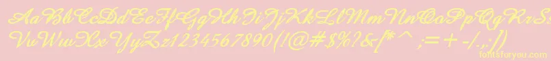 AmazeBoldItalic-Schriftart – Gelbe Schriften auf rosa Hintergrund