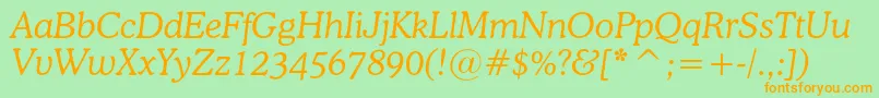 OsvaldcItalic Font – Orange Fonts on Green Background
