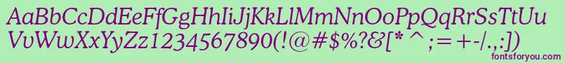OsvaldcItalic Font – Purple Fonts on Green Background