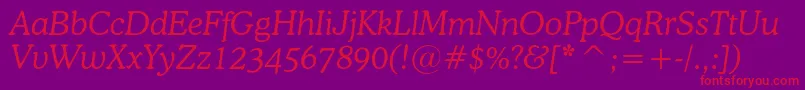 OsvaldcItalic Font – Red Fonts on Purple Background